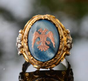 Erkek Gümüş İki Başlı Kartal Yüzük - Arnavut Kartalı Tasarımı, Altın Kaplama - Görsel 5