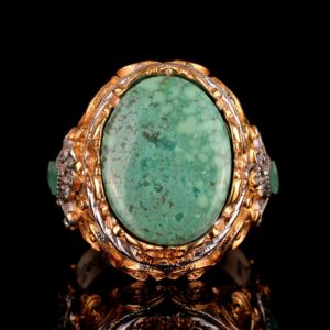 Gerçek Arizona Turkuaz Taş Yüzük, 17.15 Karat, 925 Ayar Gümüş Yüzük, Taşlı Gümüş Yüzük - Görsel 2