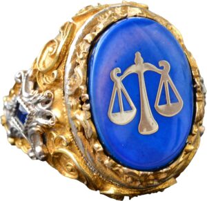 Mavi Taş Erkek Yüzük, Altın Kaplama 925 Ayar Gümüş Terazi Tasarımı - Görsel 1