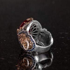 Doğal Yıldız Yakutu Taşlı Yüzük - 925 Ayar Sert Gümüş Yüzük Erkekler İçin, Farklı Yüzük - Görsel 7