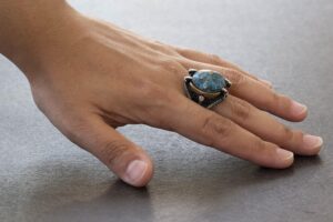 Doğal Arizona Turkuaz Taşlı Pençe Yüzüğü - Gümüş Erkek Yüzüğü - Görsel 7