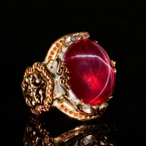 Gerçek Doğal Yıldız Yakutu Taş Yüzük, Kral Yüzüğü, 925 Ayar Gümüş Yüzük - Görsel 3