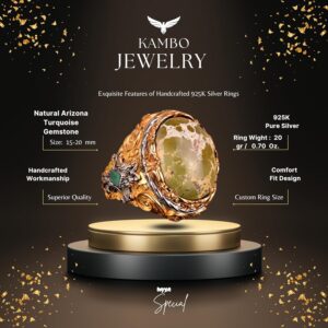 925 Ayar Gümüş Erkek Yüzük Doğal Arizona Turkuaz Taşı ile - Cesur ve Şık Tasarım, Günlük Kullanım ve Özel Günler İçin İdeal (Tarz-3) - Görsel 2