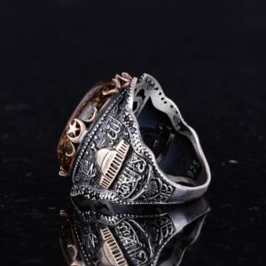 Doğal Bronzit Taş Yüzük, 925 Ayar Sert Gümüş Erkek Yüzüğü - Görsel 6