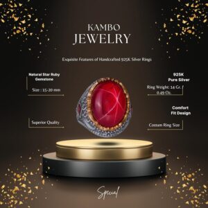 Gerçek Doğal Taş Yüzük - El Yapımı 925 Ayar Gümüş Yüzük - El Yapımı Yüzük (Yıldız Yakutu) - Görsel 2