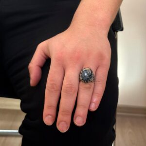 925 Ayar Katı Gümüş Erkek Yüzük - Doğal Taş Seçeneği (Pietersit) ile El Yapımı Tasarım - Görsel 3