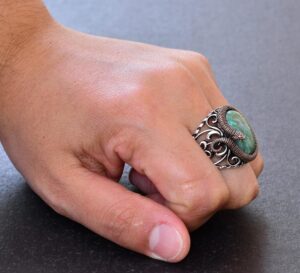 925 Ayar Katı Gümüş Erkek Yüzük - Doğal Taşlarla El Yapımı Zarafet (Yeşil Kan Taşı) - Görsel 7