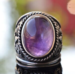 Zarif Taş Koleksiyonu: 925 Ayar Gümüş Yüzükler - Doğal Taş Seçimi (Ametist) - Görsel 2