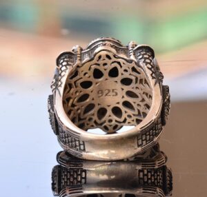 Erkekler için Lüks 925 Ayar Gümüş Yüzük - Doğal Ametist Taşı ile Şahane ve Görkemli Tasarım - Görsel 5