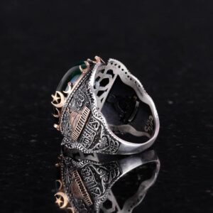 Koyu Yeşil Göztaşı Oluşturulmuş Taş Yüzük, 925 Ayar Gümüş Oluşturulmuş Taş Yüzükler - Çeşitli Koleksiyon - Görsel 5