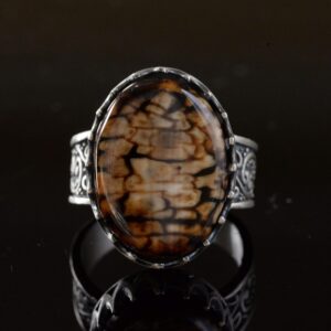 Gerçek Doğal Jasper Taş Yüzük, Büyük Yüzük, El Yapımı Erkek Yüzüğü, 925 Ayar Gümüş Yüzük - Görsel 3