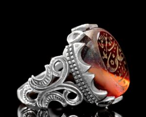 925 Ayar Gümüş Yüzük, İslami Yüzük, Erkek Yüzük, Doğal Akik Taşı (Stil-4) - Görsel 4