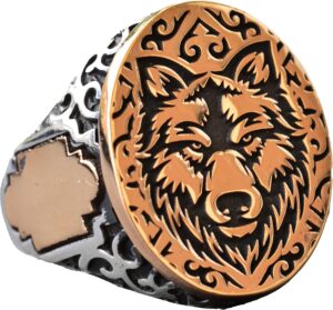 Kurt Yüzüğü, Gotik Yüzük, 925 Ayar Gümüş Yüzük, Damga Yüzük, Hayvan Yüzüğü, Erkek Gümüş Yüzük - Görsel 1