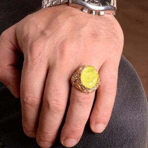 Paraiba Yapay Taşı Erkek Gümüş Yüzük, 925 Ayar Gümüş Yüzük Erkekler İçin - Görsel 3