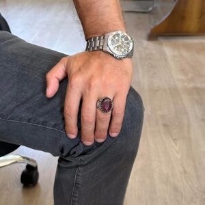 Gerçek Doğal Taş Yüzük - El Yapımı Kartal Yüzüğü - 925 Ayar Gümüş Yüzük (Yakut) - Görsel 3