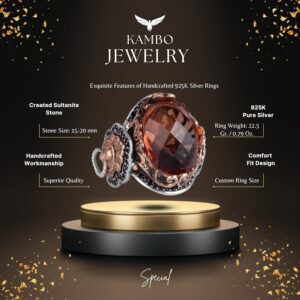 Sultanite Taş Yüzük, 925 Ayar Gümüş Erkek Yüzük, El Yapımı Aslan Başı Erkek Yüzük - Görsel 2