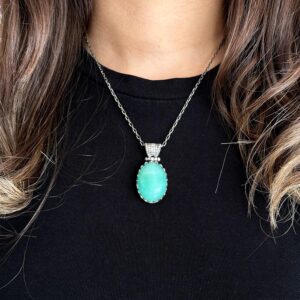 Gerçek Doğal Taş Kolye - 925 Ayar Gümüş Kolye (Amazonit) - Görsel 3