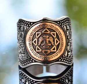 Çift Başlı Kartal Yüzüğü, Gümüş Kartal Yüzüğü, 925 Ayar Gümüş Erkek Yüzüğü, Büyük Yüzük - Görsel 5