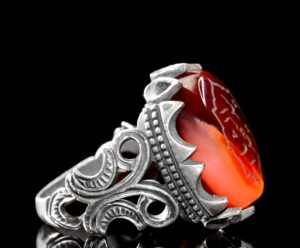 925 Ayar Gümüş Yüzük, İslami Yüzük, Erkek Yüzük, Doğal Akik Taşı (Model-5) - Görsel 4