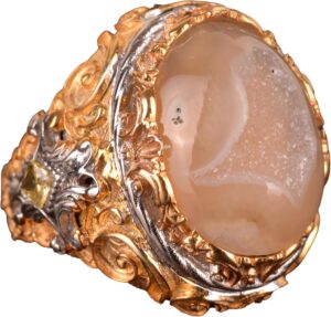 Sterling Gümüş Doğum Taşı Yüzükleri: Gerçek Kristal Druzy Kuvars Pembe, Lacivert, Kahverengi, Mavi, Sarı (Sarı) - Görsel 1