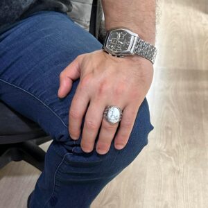 Doğal Howlite Taşlı Gümüş Yüzük, 925 Ayar Katı Gümüş Erkek Yüzüğü, Tasarım Gümüş Erkek Yüzüğü - Görsel 3