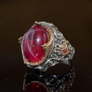 Gerçek Doğal Yıldız Yakut Taşlı Yüzük, Doğum Taşı Yüzüğü, 925 Ayar Gümüş Yüzük - Görsel 3