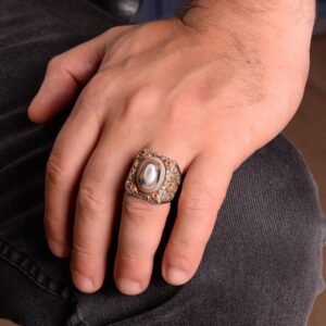 Gerçek Doğal Agat Taşı Yüzük, 925 Ayar Gümüş Yüzük, Erkek Sultan Yüzüğü - Görsel 2