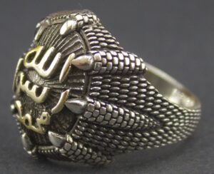 Sterling Gümüş Erkek Yüzük, El Yapımı İslami Hat Yazısı Yüzük, İslam İnanışı Takısı - Görsel 4