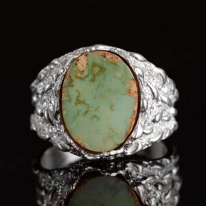 Gerçek Doğal Arizona Turkuaz Taş Yüzük, Erkekler İçin Hediye, 925 Ayar Gümüş Yüzük, Minimalist Yüzük (Stil-1) - Görsel 4