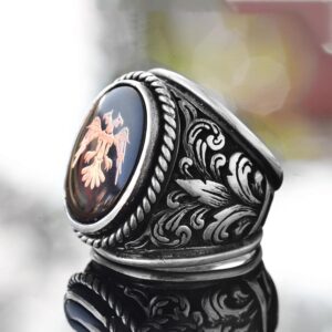 Çift Başlı Kartal Yüzüğü, 925 Ayar Gümüş Erkek Yüzüğü, Gümüş Kartal Takısı - Görsel 4