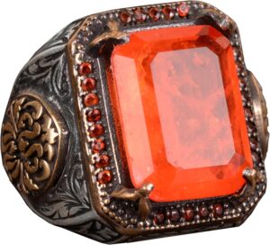 Paraiba Yapay Taş Erkek Gümüş Yüzük, Kral Yüzük, 925 Ayar Gümüş Yüzük Erkekler İçin - Görsel 1