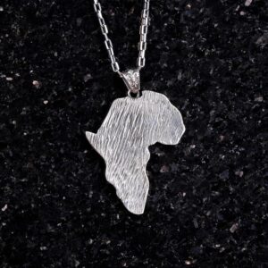 925 Ayar Katı Gümüş Harita Kolye (Fas) ile Kablo Zincir - Görsel 5