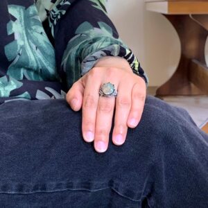 Gerçek Doğal Arizona Turkuaz Taş Yüzük, 925 Ayar Gümüş Yüzük, Minimalist El Yapımı Yüzük (Stil-4) - Görsel 3