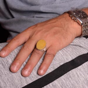 Gerçek Doğal Kehribar Taş Yüzük, El Yapımı Büyük Yüzük, 925 Ayar Gümüş Yüzük - Görsel 3