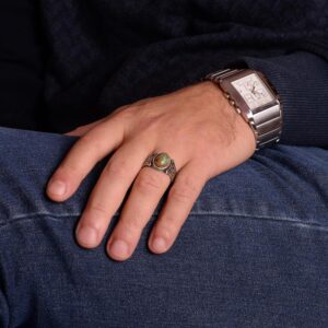 Gerçek Doğal Arizona Turkuaz Taşı Yüzük, 925 Ayar Gümüş Erkek Yüzük (Model-2) - Görsel 3