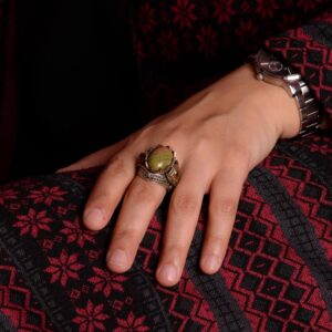 Unakite Gerçek Doğal Taş Yüzük, Sterlin Gümüş Erkek Yüzük - Görsel 3