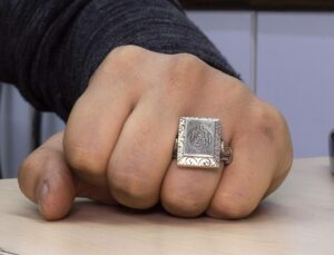 El yapımı Gümüş Yüzük, Unisex İslami Yüzük, Müslüman Yüzük - Görsel 5