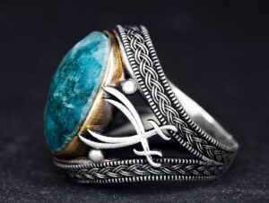 Kılıç Yüzüğü, 925 Ayar Gümüş Yüzük, Doğal Zümrüt Taşlı Yüzük - Görsel 3