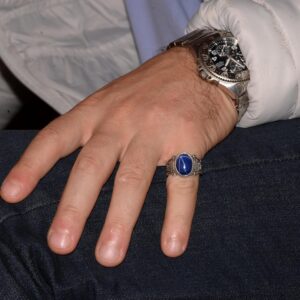 Gerçek Doğal Yıldız Safir Taşlı Yüzük, Yunan Anahtarı Yüzük, Sonsuzluk Yüzüğü, 925 Ayar Gümüş Yüzük - Görsel 3