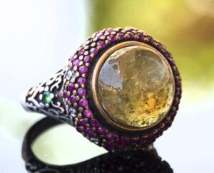 Doğal Yıldız Kedi Gözü Taşı Gümüş Unisex Sultan Yüzük - Kraliyet ve Gizemli - Görsel 3