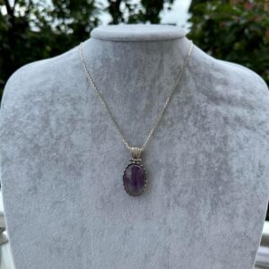 Gerçek Doğal Taş Kolye - 925 Ayar Gümüş Kolye (Ametist) - Görsel 3