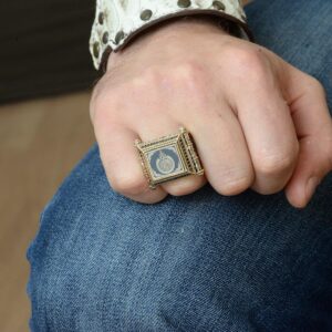 Ayatul Kursi Oymalı Gümüş Erkek Yüzük, El Yapımı Sterlin Gümüş İslami Erkek Yüzük ile Allah Yazısı - Görsel 3