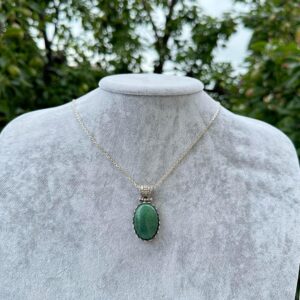 Gerçek Doğal Taş Kolye - 925 Ayar Gümüş Kolye (Aventurin) - Görsel 3