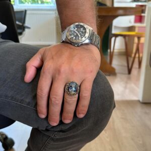 Gerçek Doğal Taş El Yapımı Yüzük - 925 Ayar Gümüş El Yapımı Yüzük - Şık Farklı Yüzük (Pietersite) - Görsel 3