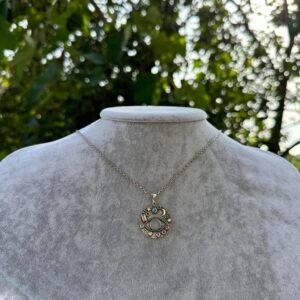 Gerçek Doğal Labradorit Taşlı Kolye - Altın Kaplama Sterlin Gümüş Nazar Boncuğu Kolye - Görsel 6