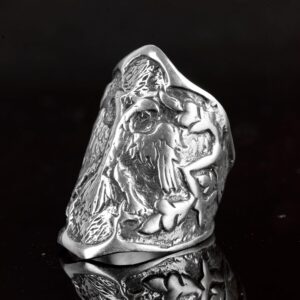 Ayarlanabilir 925 Ayar Gümüş Çift Başlı Kartal Yüzük - Kişiye Özel İsim Oyması - Görsel 4