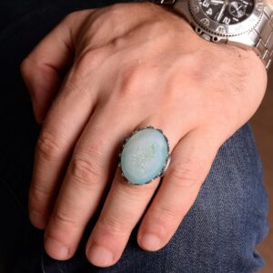 Erkekler için 925 Ayar Gümüş Yüzük, Doğal Druzy Kuvars: Aqua, Yeşil, Bej Seçenekleri (Aqua) - Görsel 3