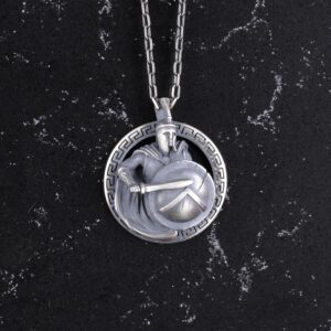 Spartan Savaşçı Kolye - Gotik Kolye - 925 Ayar Gümüş Erkek Madalyon Kolye - Görsel 4