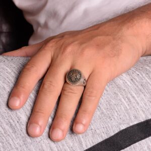 Erkekler İçin Kartal Yüzüğü, 925 Ayar Gümüş Yüzük, Hayvanlar Yüzüğü, İmparator Kartalı Yüzüğü, Ayarlanabilir Kartal Yüzüğü - Görsel 3