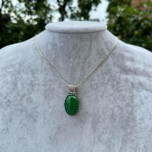 Gerçek Doğal Taş Kolye - 925 Ayar Gümüş Kolye (Jade) - Görsel 3